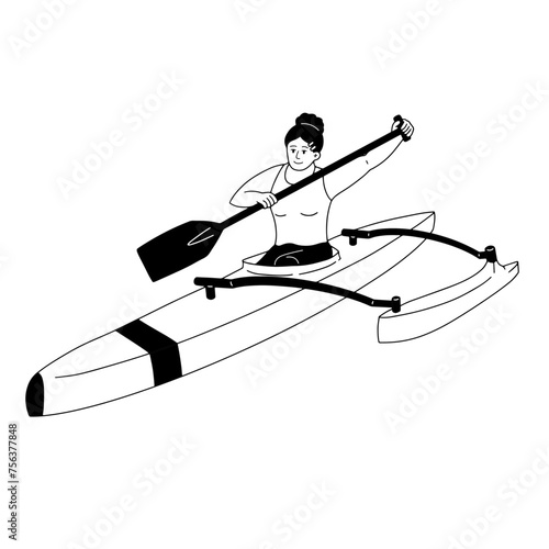 Athlète de para canoë noir et blanc