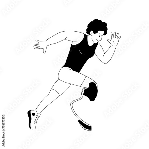 Athlète de para triathlon noir et blanc