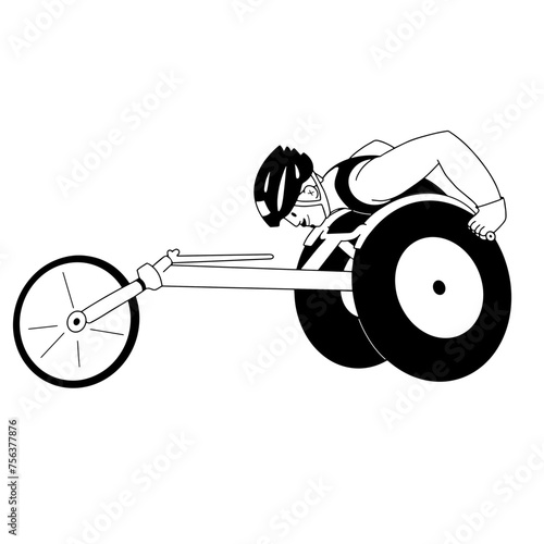 Athlète de para athlétisme noir et blanc