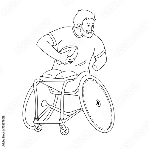 Joueur de rugby paralympique en fauteuil en ligne noire