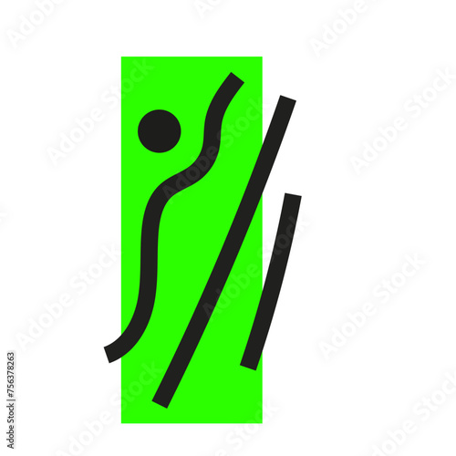 rectangle vert et traits noirs style memphis