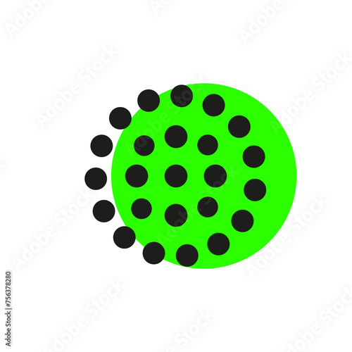 Foto rond vert et points noirs style memphis