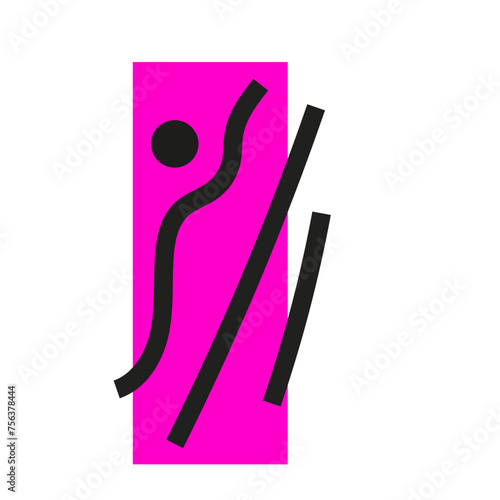 rectangle rose et traits noirs style memphis