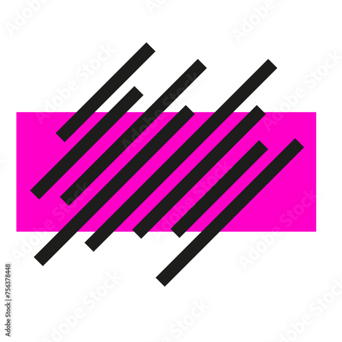 rectangle rose et traits noirs style memphis
