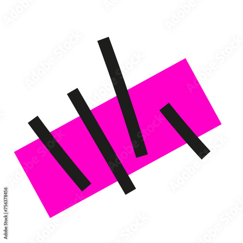 rectangle rose et traits noirs style memphis