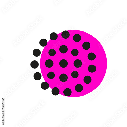 rond rose et points noirs style memphis