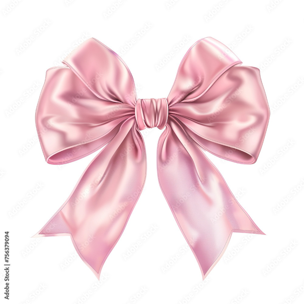 Photorealistic Pink Satin Bow Drawing on Transparent Background Photorealistic Pink Satin Bow Drawing on Transparent Background