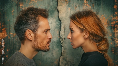 Conflict, divorce or quarrel between a man and a woman. © Максим