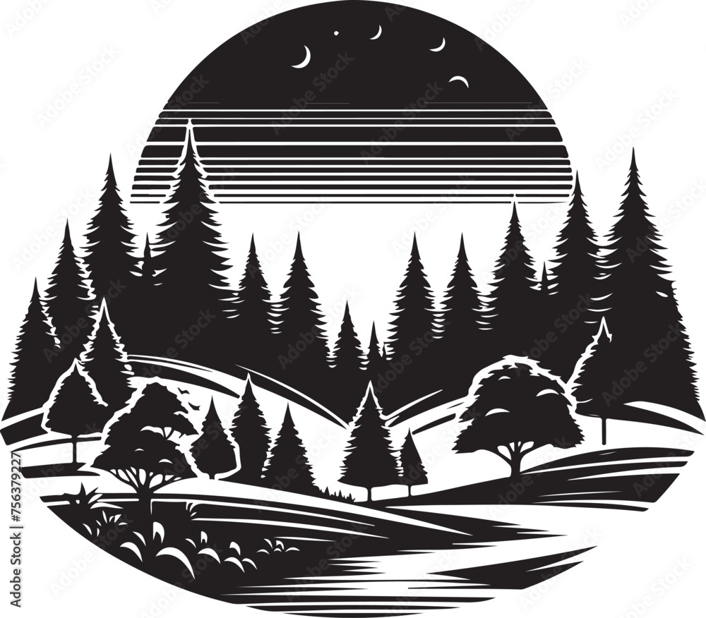 Tree forest Pain forest silhouette Vector Illustration Tree forest Pain forest silhouette Vector Illustration