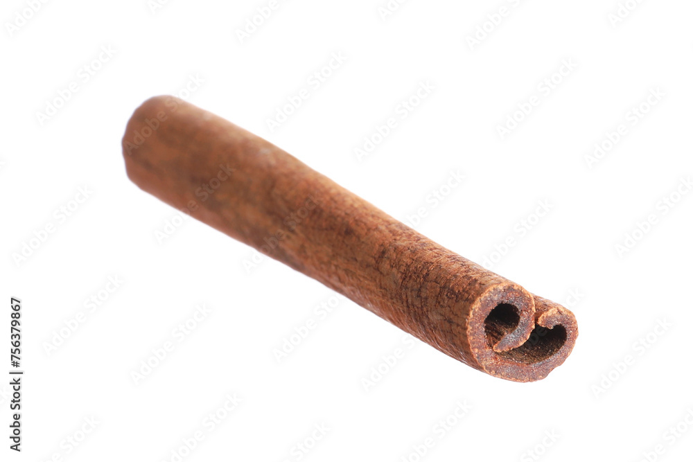 One aromatic cinnamon stick isolated on white One aromatic cinnamon stick isolated on white