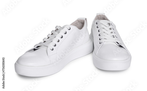 Pair of stylish sneakers isolated on white