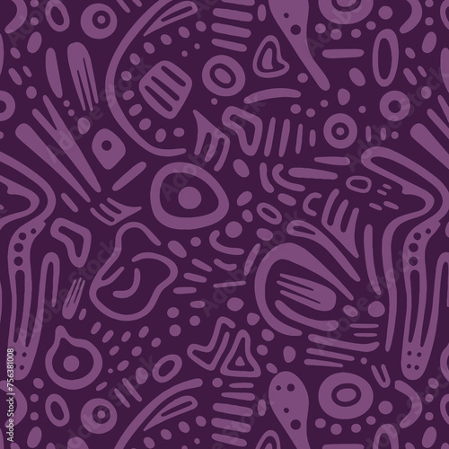 Cute vector pattern with matisse style shapes. Abstract colorful horizontal background of simple organic shapes and lines. Contemporary doodle art backdrop. Hand drawn random figures, blobs, scribble