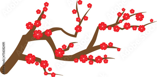 Chinese-style blossom tree illustration