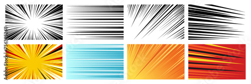 set of comic speed line background