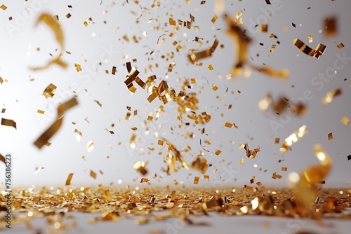 Gold confetti falling from the sky