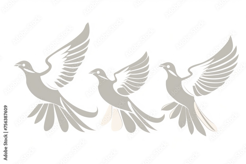 Obraz premium three white and gray birds with their wings spread