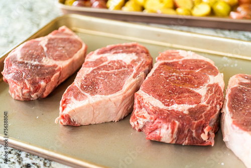 Seasoned Rib Eye Steak Ready for Grilling