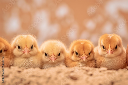 five chicken egg hatching in a hole small chick © AAA