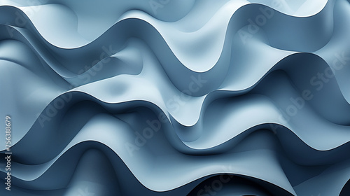 Abstract blue wavy background  3D digital illustration with smooth curves  ideal for modern technology design or dynamic wallpaper with copy space