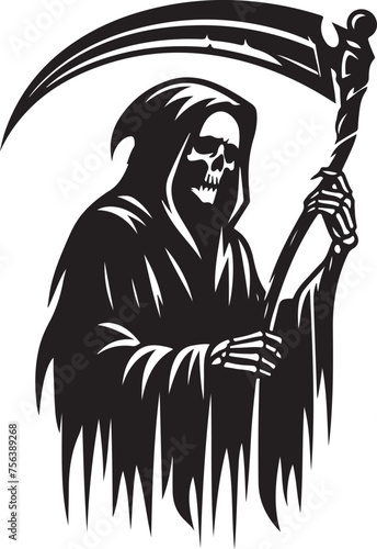 Silhouette of a grim reaper isolated on white background