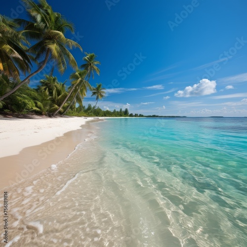 Amazing beach with white sand and palm trees
