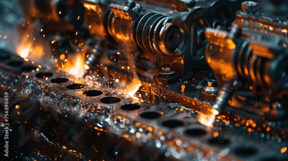 The car engine required repair, so the mechanic replaced the worn spark ...