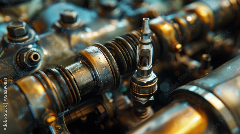 The mechanic carefully inspected the car's engine during routine maintenance, replacing the old spark plug and checking the metal coil for any signs of wear or damage. The mechanic carefully inspected the car's engine during routine maintenance, replacing the old spark plug and checking the metal coil for any signs of wear or damage.