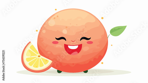 A giggling grapefruit rolling away playing 