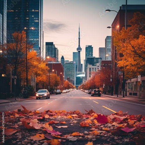 Toronto skyline in autumn photo