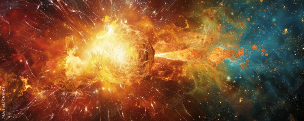 A cosmic explosion emulating the Big Bang, showcasing the birth of a ...