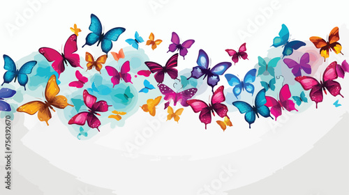 A group of colorful butterflies dancing in the air