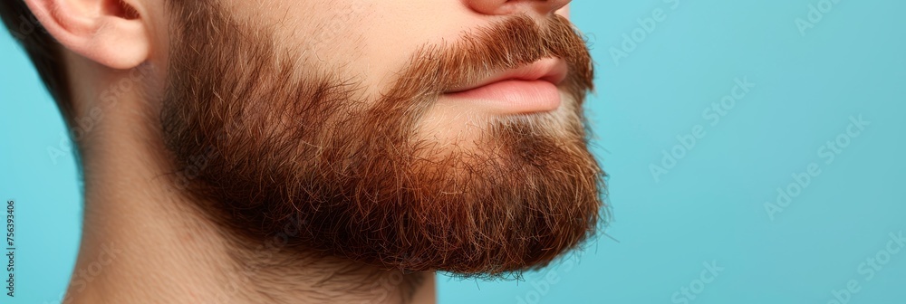 Close up of groomed mustache and beard demonstrating modern grooming, with ample text space Close up of groomed mustache and beard demonstrating modern grooming, with ample text space