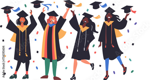 Celebrating Academic Success with Joyous Graduates Tossing Caps