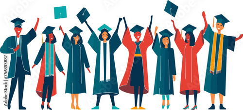Celebrating Academic Success with Joyous Graduates Tossing Caps