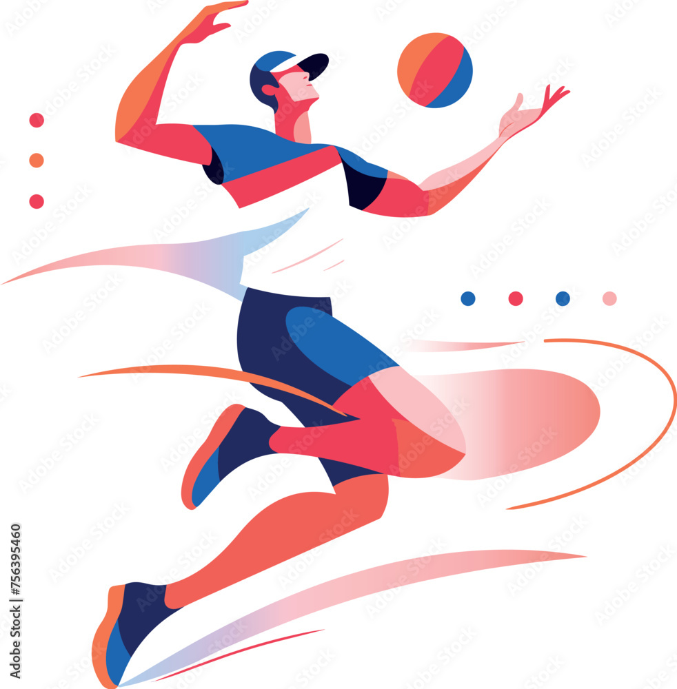 Flat vector illustration of a volleyball player