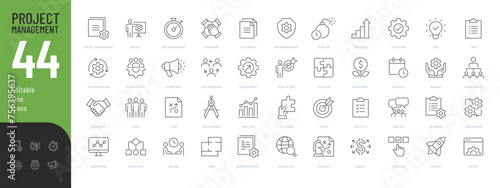 Project Management Line Editable Icons set. Vector illustration in modern thin line style of business related icons: planning, development, strategy, and more. Pictograms and infographics.