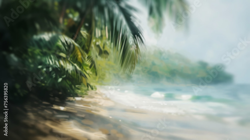 A softly blurred vision of a tropical beach