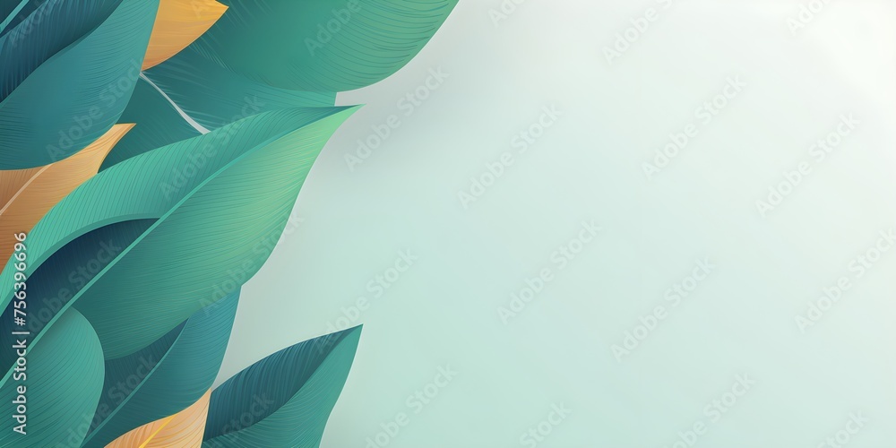 Tropic abstract banana leaves frame backdrop with light pastel copy space background for card, banner, greeting, promo, web decoration Tropic abstract banana leaves frame backdrop with light pastel copy space background for card, banner, greeting, promo, web decoration