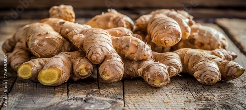 Organic fresh ginger root nutritious eco friendly culinary herb with spicy, healthy flavors