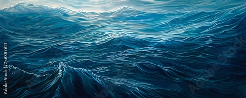 A tranquil yet dynamic texture of sea water, capturing the serene and endless motion of the ocean's surface. photo