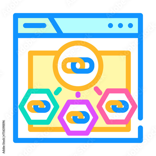 internal linking seo color icon vector. internal linking seo sign. isolated symbol illustration