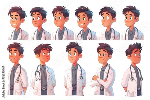 Asian Male Doctor Emoji Stickers with Various Emotions, To provide a versatile and engaging set of doctor emoji stickers for digital communication,