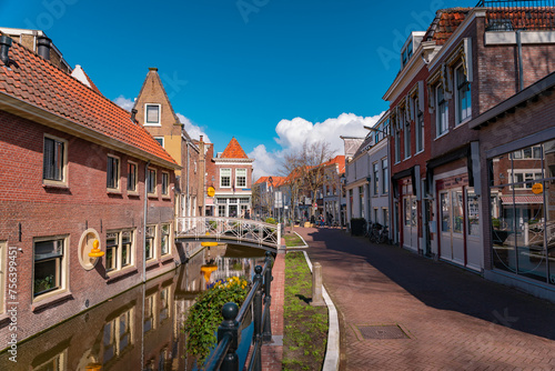Gouda, The Netherlands, March 28 2023; Shopping street in the picturesque town of Gouda the cheese capital of the world