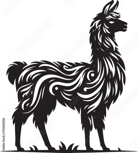 Llama line art Vector Illustration Black