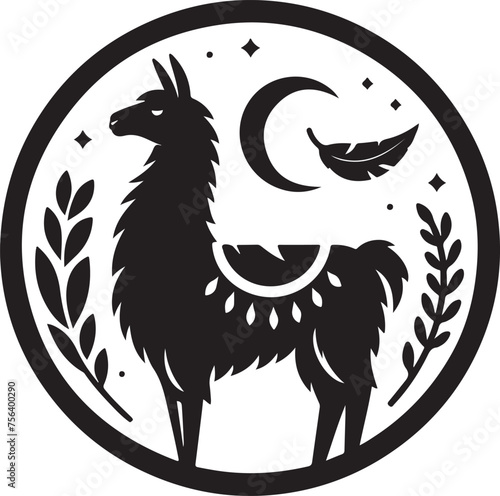 Llama line art Vector Illustration Black