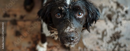 Wallpaper Mural Muddy dog creates a mess emphasizing cleaning services . Concept Muddy Dog Photoshoot, Cleaning Service Advertisement, Before and After Shots, Muddy Paw Cleanup, Pet-friendly Cleaning Solutions Torontodigital.ca