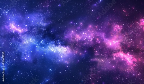 Galaxy in outer space shining in blue and purple. © samuneko