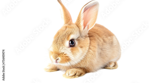 Portrait of a funny cute rabbit isolated on a transparent background