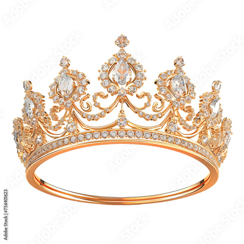princess crown with diamonds isolated on transparent background