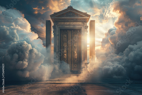 The gates of heaven. Religious concept of the entrance to heaven for Christians